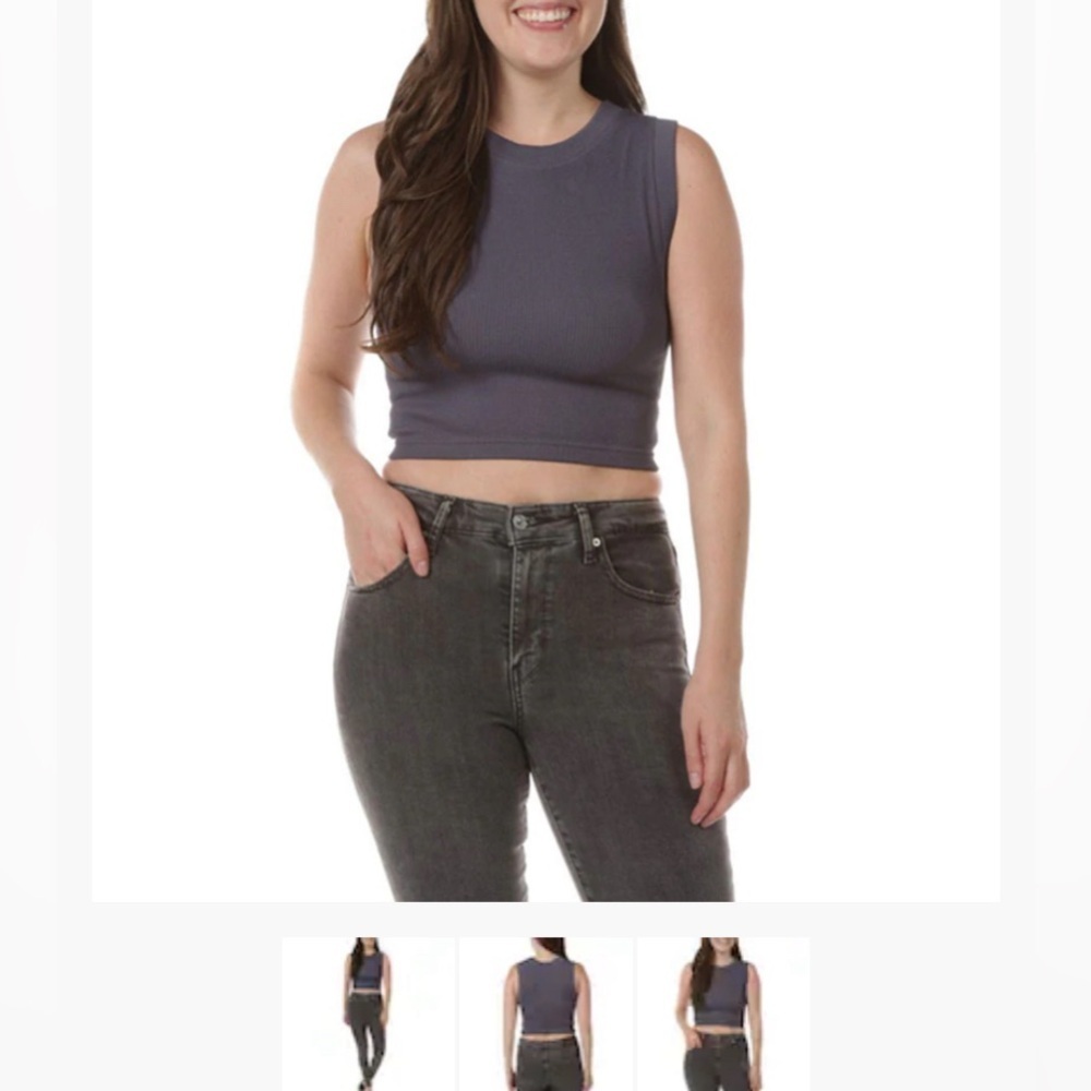 By Together Ribbed Crop Top Midnight Blue. NWT.
